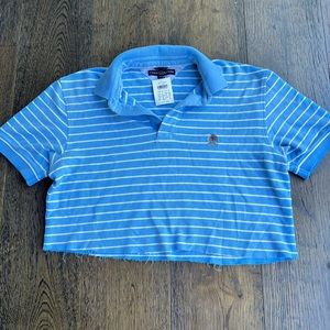 Brandy Melville Tommy Hilfiger Cropped Collared Striped Shirt